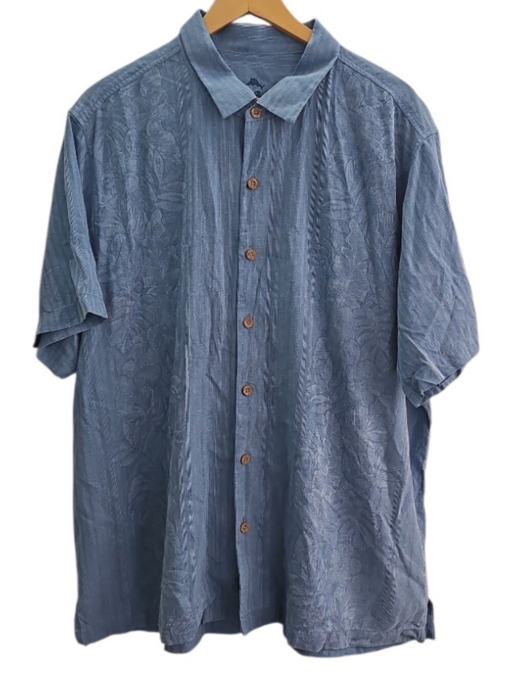 Tommy Bahama 100% Silk Camp Shirt XXL Blue Luxury Hawaiian Resort Island Luxury